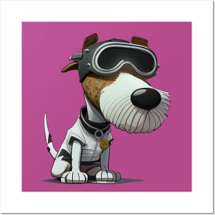 Dog with pilot glasses a cartoon illustration Posters and Art